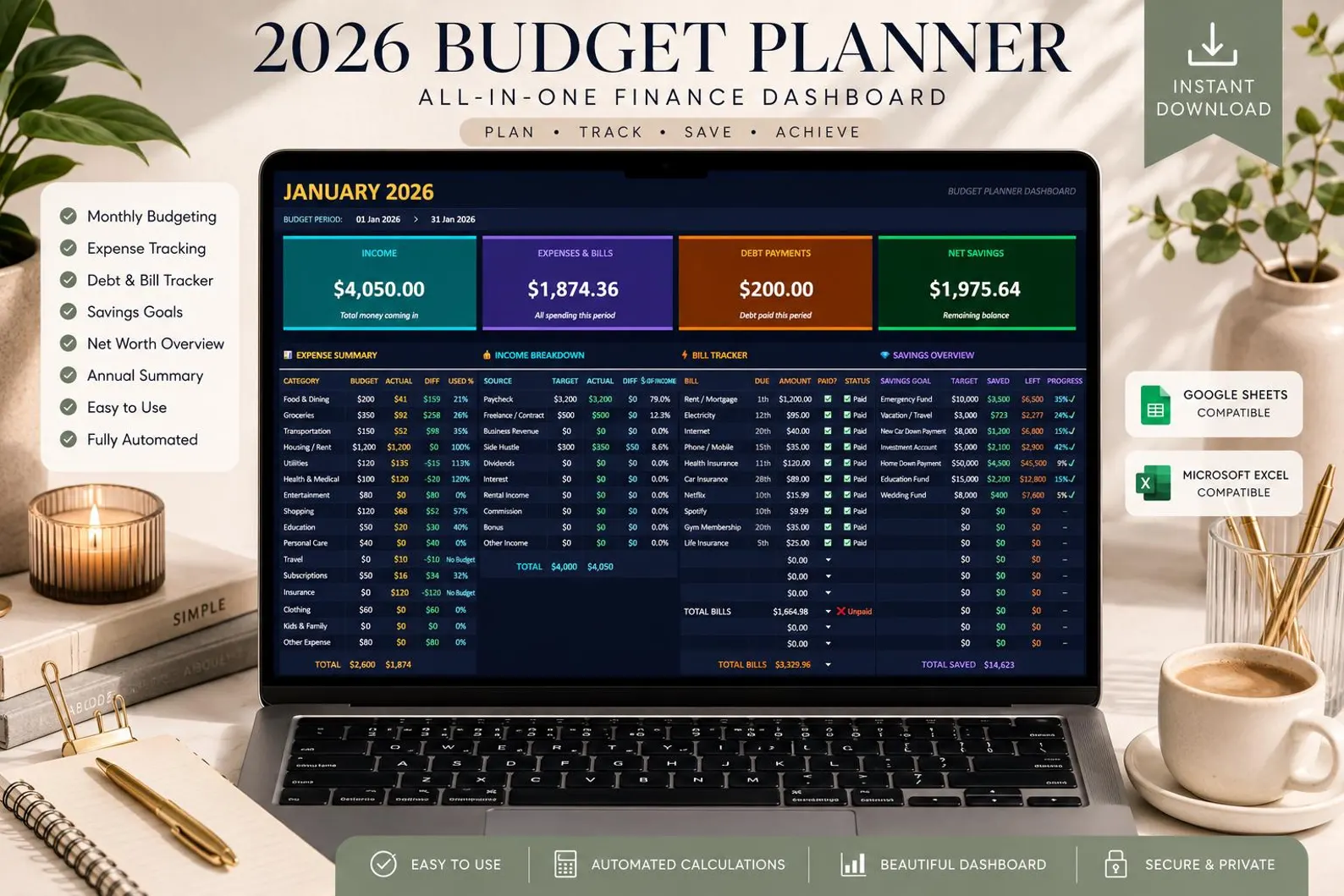 Luminate Studios 2026 budget planner spreadsheet
